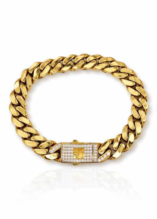 Diamond Pavé Cuban Link Gold Bracelet
