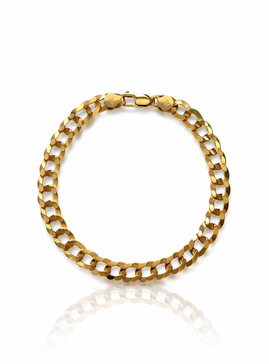 Diamond-Cut Curb Link Gold Bracelet