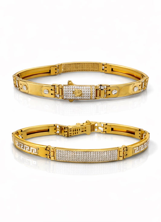 Diamond Accent Gold Link Bracelet Duo