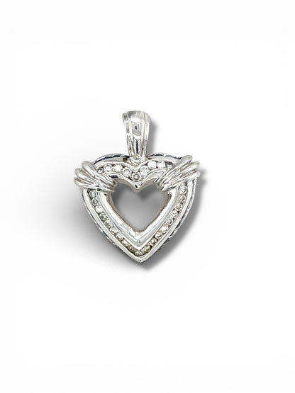 Diamond Winged Heart Pendant in White Gold