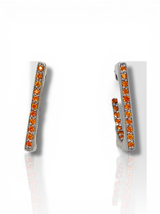 Fiery Sunset Sapphire Huggie Earrings