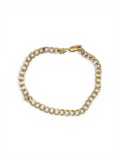 Two-Tone Diamond-Cut Link Gold Bracelet