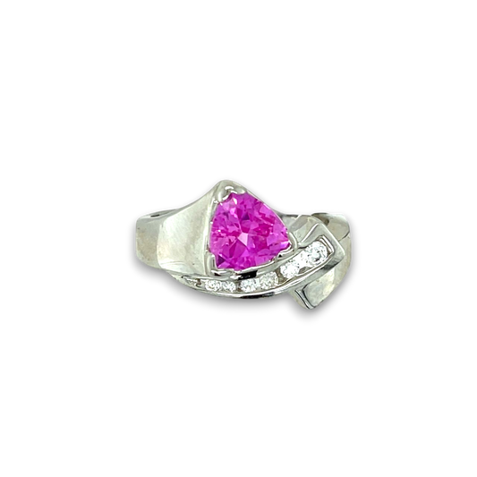 Pink Triangular Cut Gold Ring