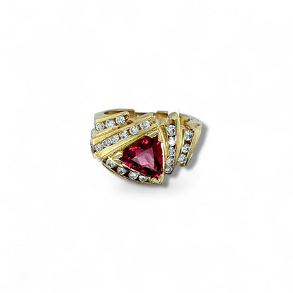 Triangular Tourmaline Gold Ring