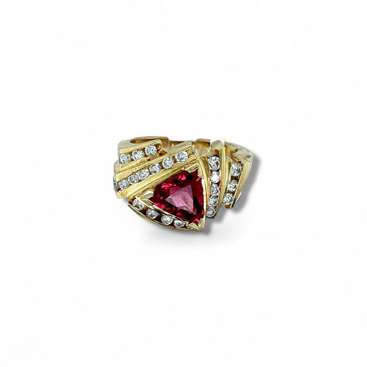 Triangular Tourmaline Gold Ring