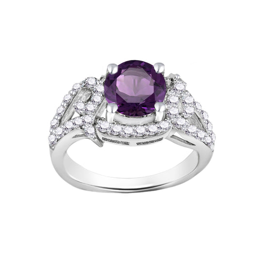 Round Shape Amethyst Gold Ring