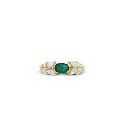 Oval-Cut Emerald Yellow Gold Ring