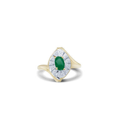 Oval-Cut Emerald Yellow Gold Ring