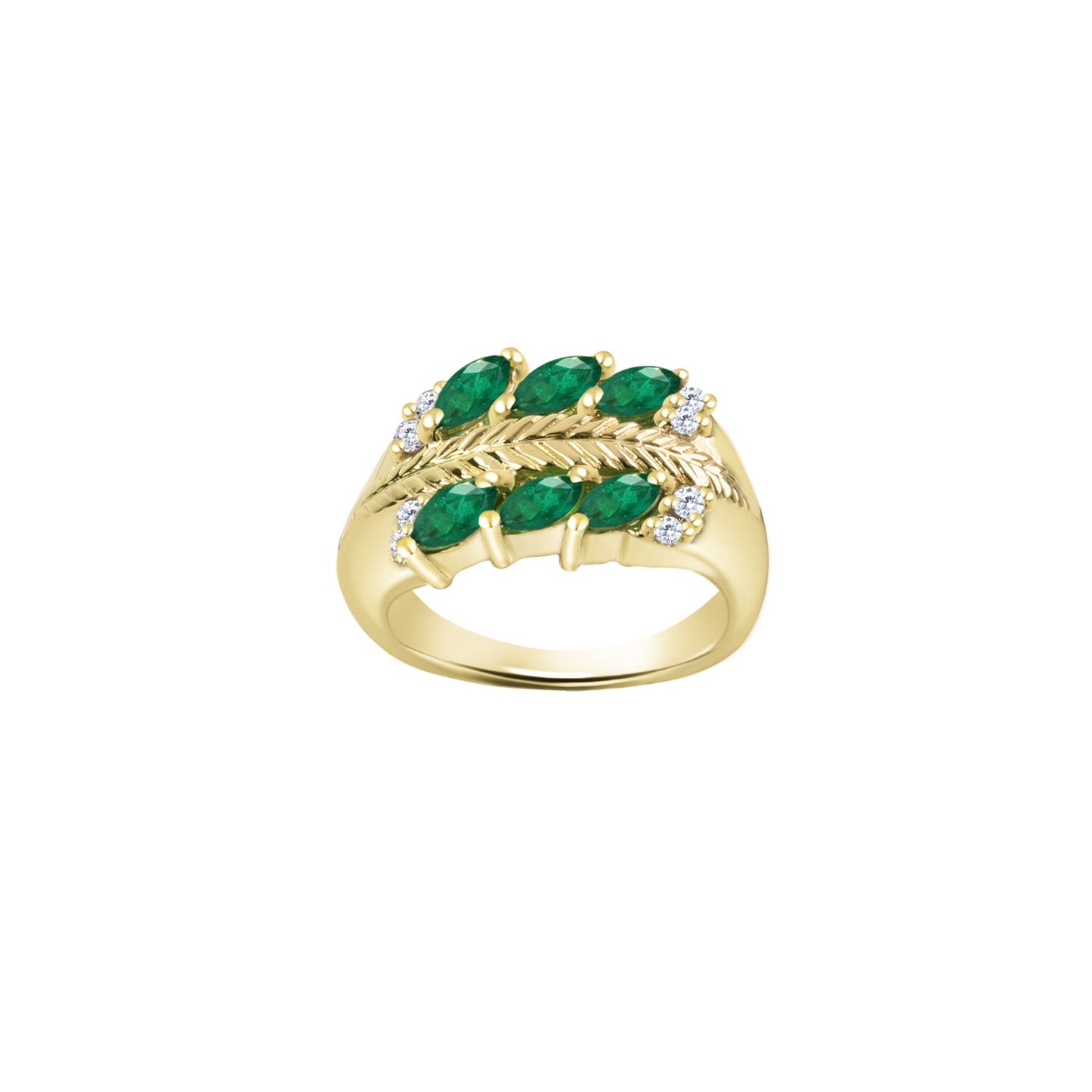 Marquise-Cut Emerald Gold Ring