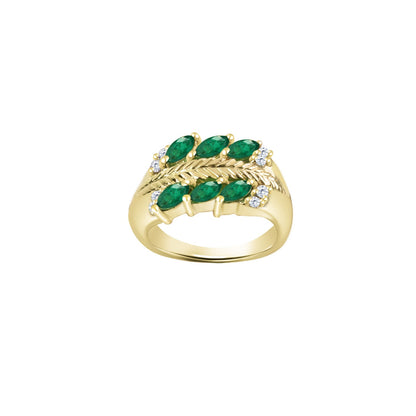 Marquise-Cut Emerald Gold Ring