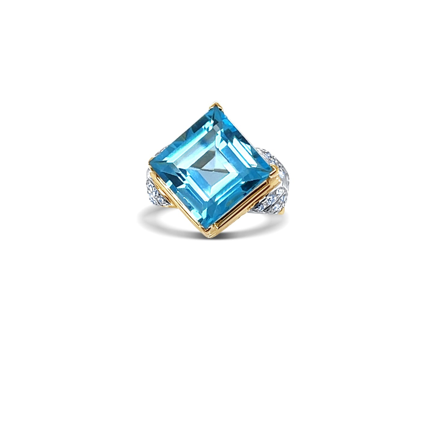 Square-Cut Blue Topaz Gold Ring