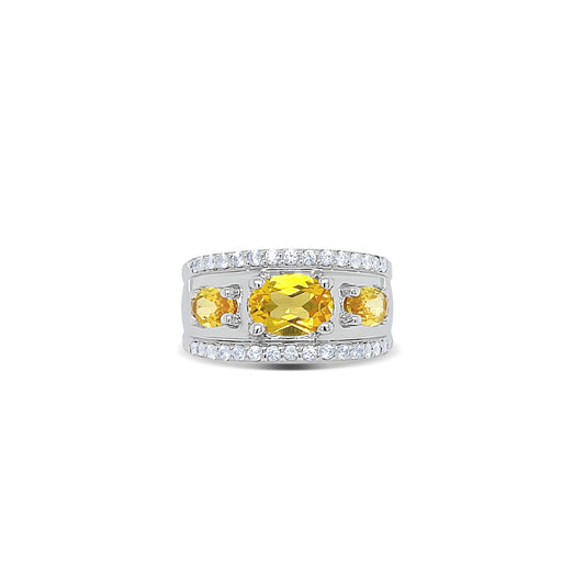 Trio Yellow Topaz Gold Ring
