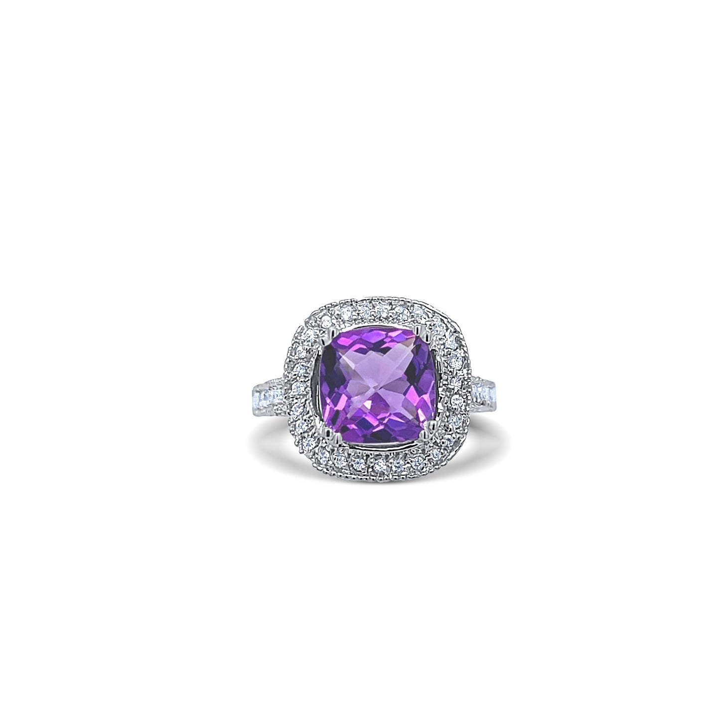 Amethyst Cushion-Cut Gold Ring