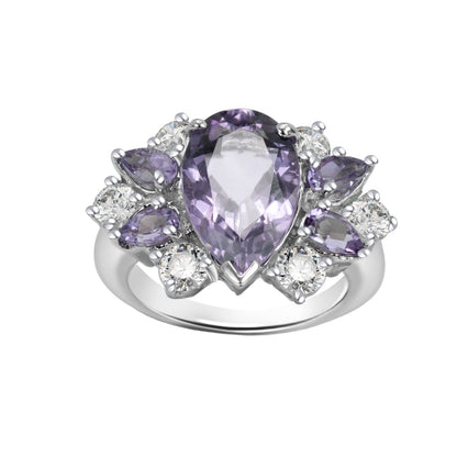 Pear-Cut Amethyst White Gold Ring