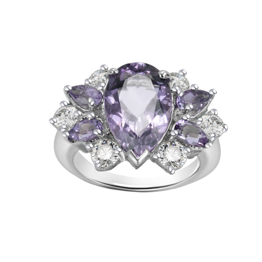 Pear-Cut Amethyst White Gold Ring