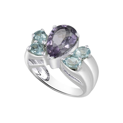 Pear-Cut Amethyst White Gold Ring