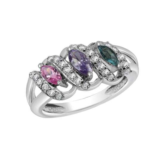 Multicolor Marquise Trio Gold Ring