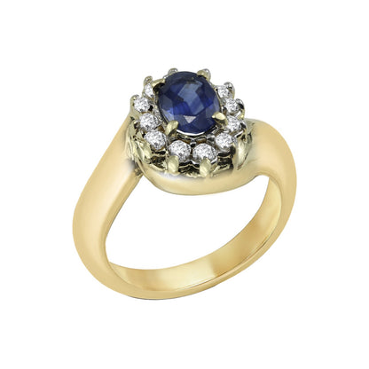 Sapphire Oval-Cut  Gold Ring