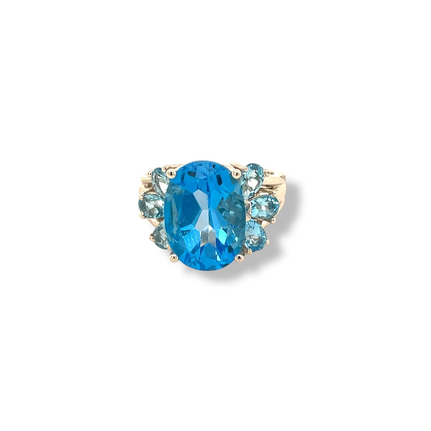 Blue Topaz Oval-Cut Gold Ring