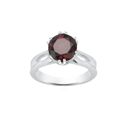 Garnet Round-Cut Gold Ring