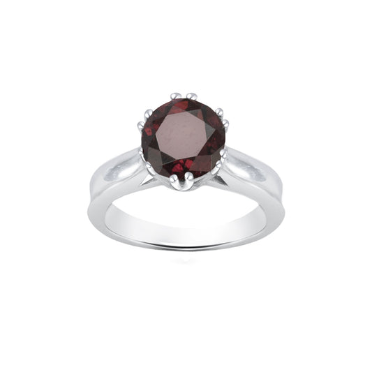 Garnet Round-Cut Gold Ring