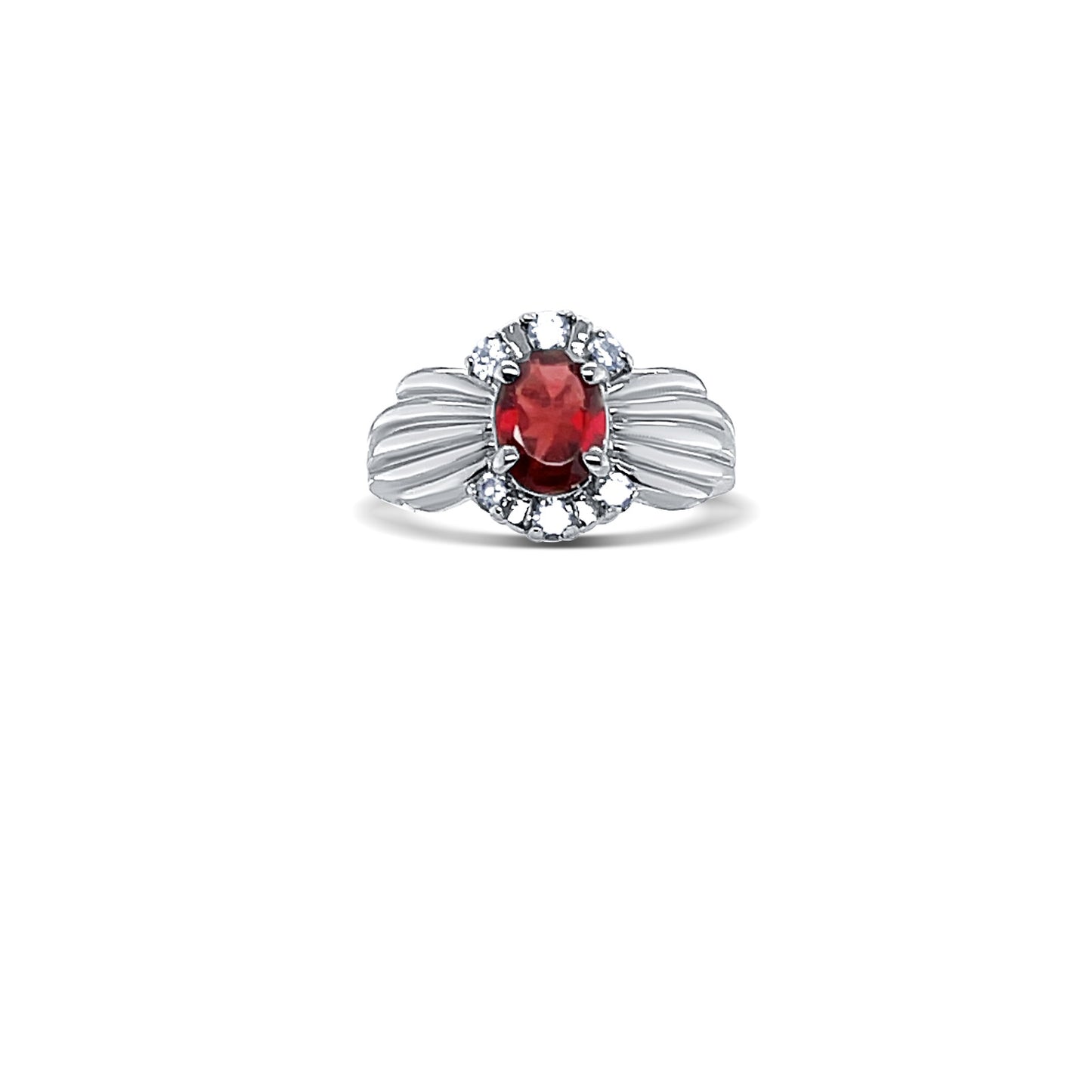 Ruby Oval-Cut White Gold Ring