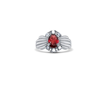 Ruby Oval-Cut White Gold Ring