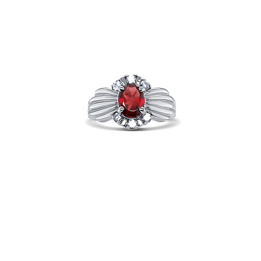 Ruby Oval-Cut White Gold Ring