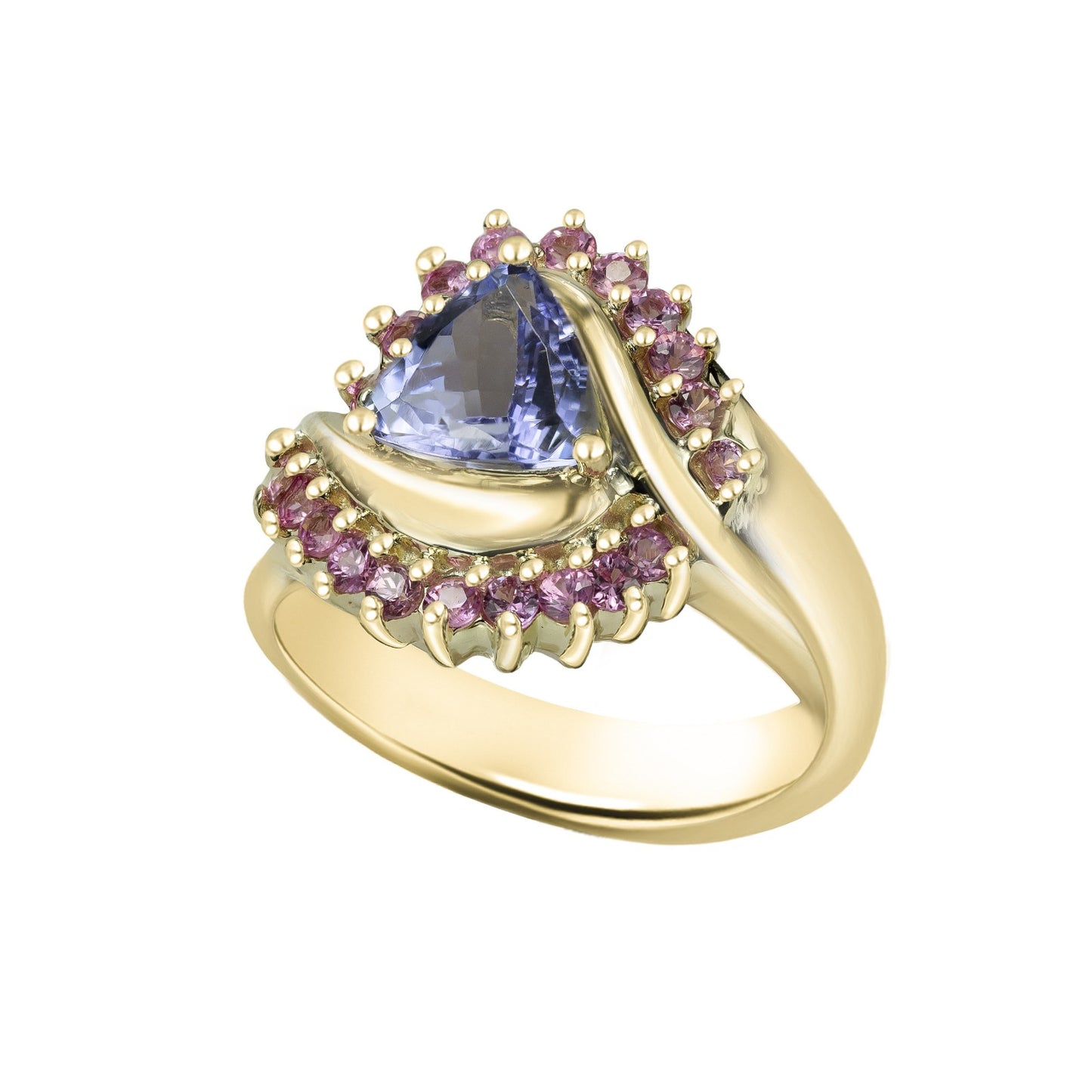 Tanzanite Triangular-Cut Yellow Gold Ring
