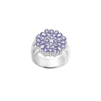Tanzanite Floral-Cut White Gold Ring