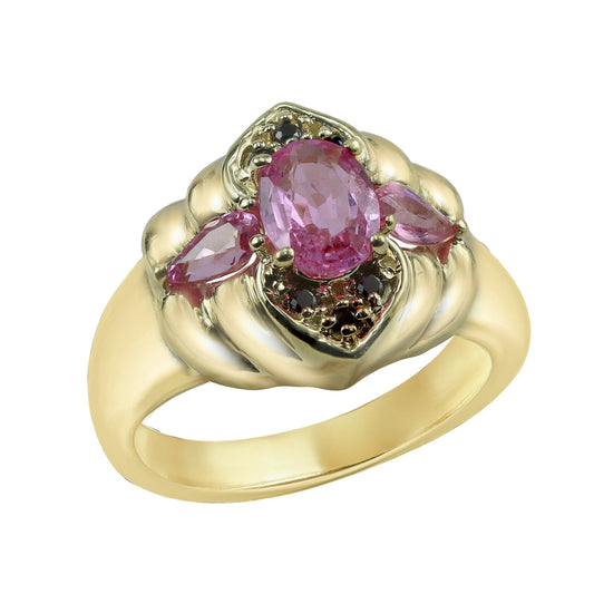 Pink Sapphire Oval-Cut Gold Ring