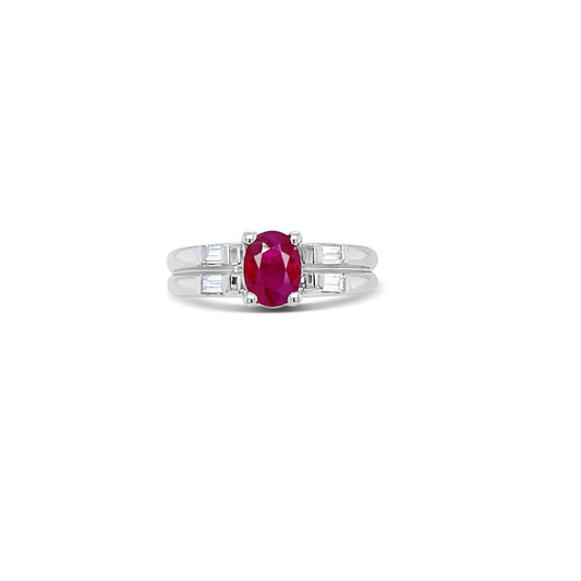Ruby Oval-Cut White Gold Ring