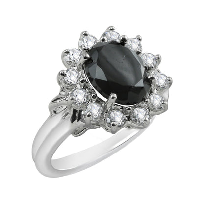 Black Diamond Oval-Cut Gold Ring