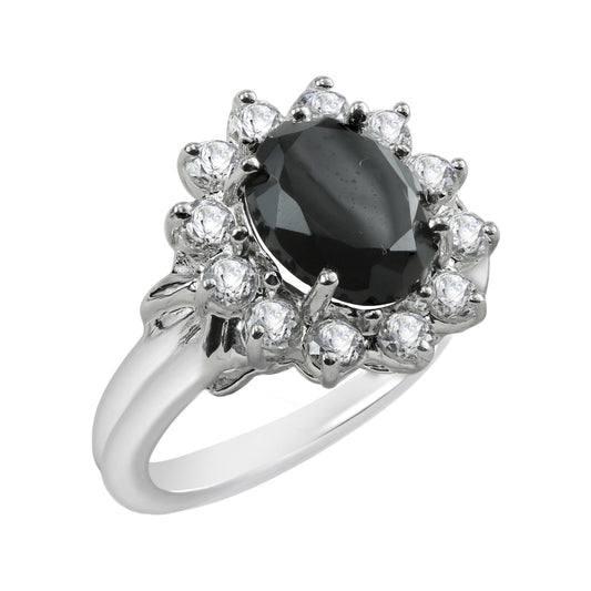 Black Diamond Oval-Cut Gold Ring