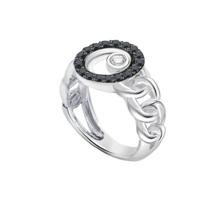 Black & White  Diamond Circular-Cut Gold Ring