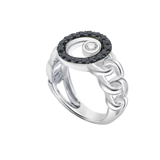 Black & White  Diamond Circular-Cut Gold Ring