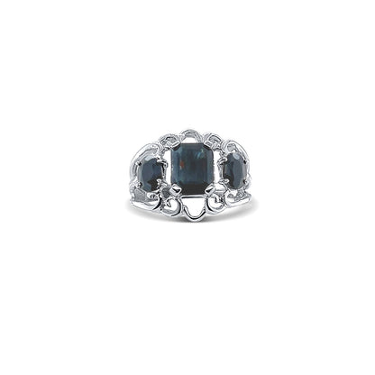 Midnight Sapphire Emerald-Cut White Gold Ring