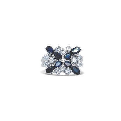 Blue Sapphire & Diamonds Oval-Cut White Gold Ring