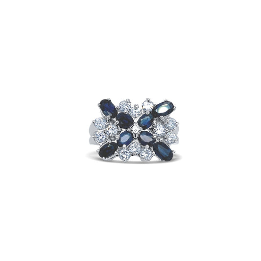 Blue Sapphire & Diamonds Oval-Cut White Gold Ring