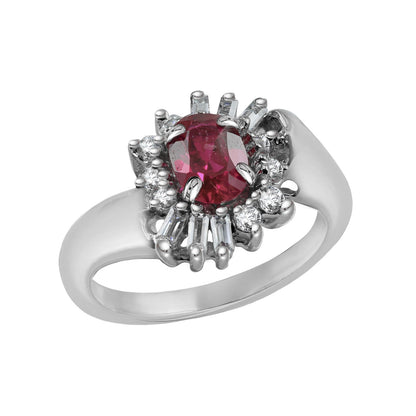 Ruby Oval-Cut White Gold Ring