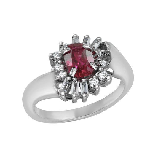 Ruby Oval-Cut White Gold Ring