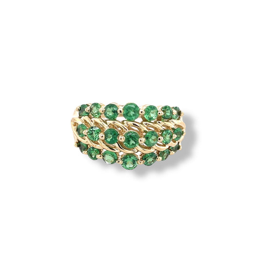 Tsavorite Round-Cut Yellow Gold Ring