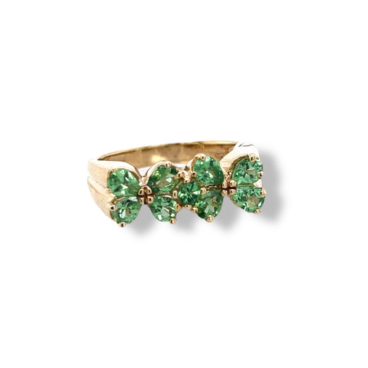 Tsavorite Pear-Cut Yellow Gold Ring