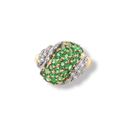 Tsavorite and diamonds Gold Ring