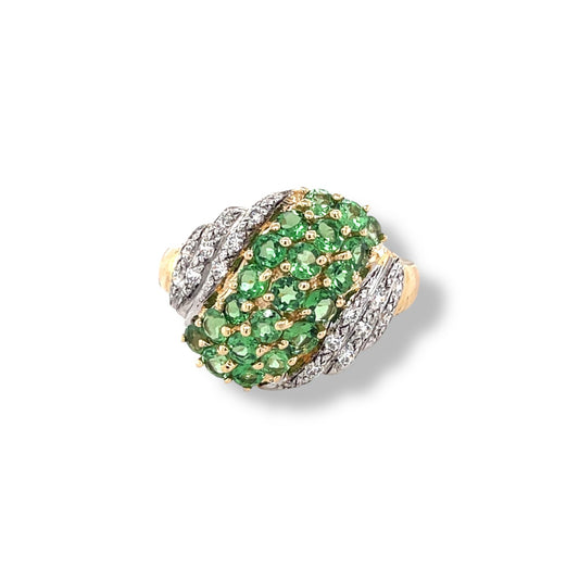 Tsavorite and diamonds Gold Ring