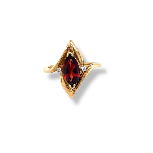 Garnet Marquise-Cut Yellow Gold Ring