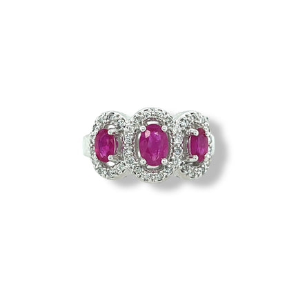 Ruby Oval-Cut White Gold Ring