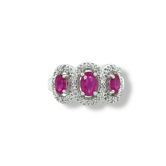 Ruby Oval-Cut White Gold Ring
