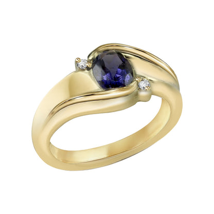 Iyolit Oval-Cut Yellow Gold Ring