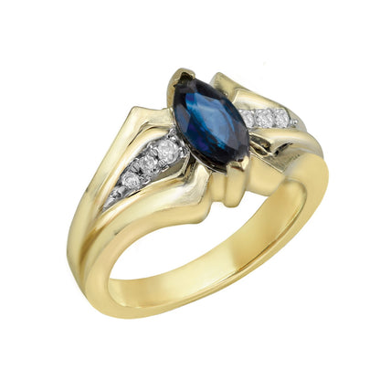 Midnight Marquise- Cut Yellow Gold Ring